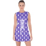 Purple  White  Abstract Pattern Lace Up Front Bodycon Dress