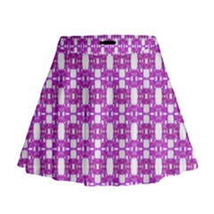Pink  White  Abstract Pattern Mini Flare Skirt by BrightVibesDesign
