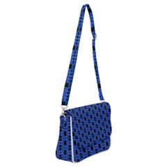 Blue Black Abstract Pattern Shoulder Bag With Back Zipper by BrightVibesDesign