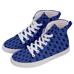 Blue Black Abstract Pattern Men s Hi-top Skate Sneakers by BrightVibesDesign