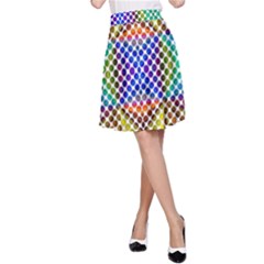 Colorful Circle Abstract White Brown Blue Yellow A-line Skirt by BrightVibesDesign