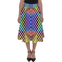 Colorful Circle Abstract White Brown Blue Yellow Perfect Length Midi Skirt by BrightVibesDesign