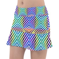 Colorful Circle Abstract White Brown Blue Yellow Tennis Skirt by BrightVibesDesign