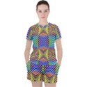 Colorful Circle Abstract White Brown Blue Yellow Women s Tee and Shorts Set View1