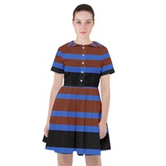 Black Stripes Blue Green Orange Sailor Dress by BrightVibesDesign