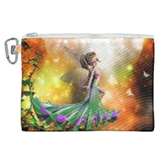 Cute Flying Fairy In The Night Canvas Cosmetic Bag (xl) by FantasyWorld7
