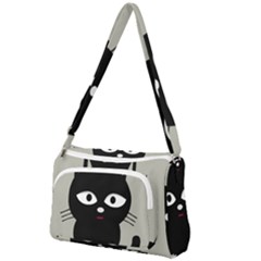Cat Pet Cute Black Animal Front Pocket Crossbody Bag by HermanTelo