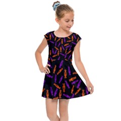Halloween Candy On Black Kids  Cap Sleeve Dress by bloomingvinedesign