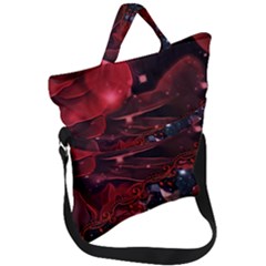 Beautiful Red Roses Fold Over Handle Tote Bag by FantasyWorld7