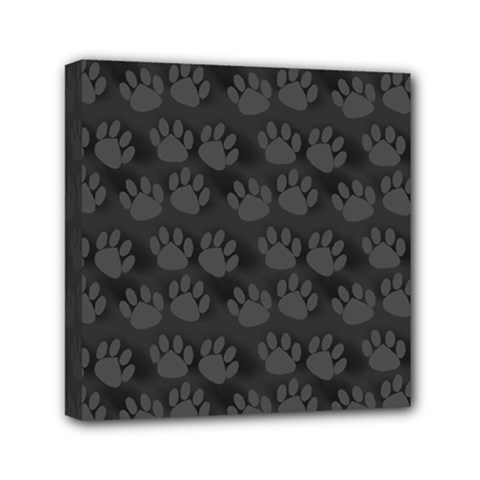 Pattern Texture Feet Dog Grey Mini Canvas 6  X 6  (stretched) by HermanTelo