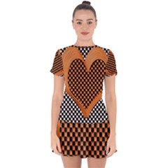 Heart Chess Board Checkerboard Drop Hem Mini Chiffon Dress by HermanTelo