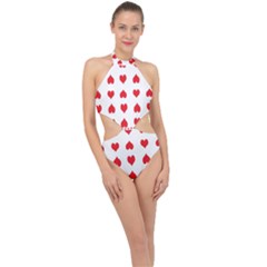 Heart Red Love Valentines Day Halter Side Cut Swimsuit by HermanTelo