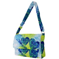 Heart Emotions Love Blue Full Print Messenger Bag (l)