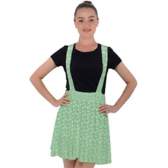 Background Polka Green Velvet Suspender Skater Skirt by HermanTelo