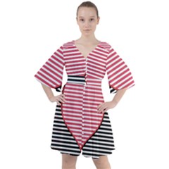 Heart Stripes Symbol Striped Boho Button Up Dress by HermanTelo