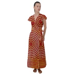 Pattern Background Structure Flutter Sleeve Maxi Dress