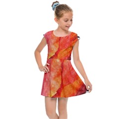 Tulip Watercolor Red And Black Stripes Kids  Cap Sleeve Dress by picsaspassion