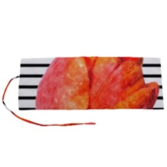 Tulip Watercolor Red And Black Stripes Roll Up Canvas Pencil Holder (s) by picsaspassion