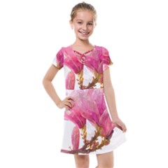 Magnolia Roze Aquarel Watercolor Kids  Cross Web Dress by picsaspassion