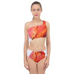 Spring Tulip Red Watercolor Aquarel Spliced Up Two Piece Swimsuit by picsaspassion