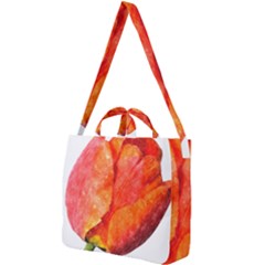 Spring Tulip Red Watercolor Aquarel Square Shoulder Tote Bag by picsaspassion