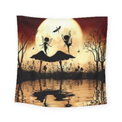 Cute Little Dancing Fairy In The Night Square Tapestry (small) by FantasyWorld7