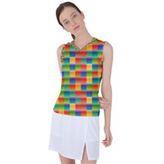 Background Colorful Abstract Women s Sleeveless Mesh Sports Top