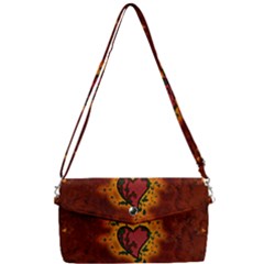 Beautiful Heart With Leaves Removable Strap Clutch Bag by FantasyWorld7