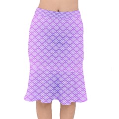 Pattern Texture Geometric Purple Short Mermaid Skirt