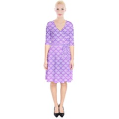 Pattern Texture Geometric Purple Wrap Up Cocktail Dress