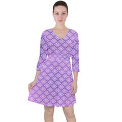 Pattern Texture Geometric Purple Ruffle Dress