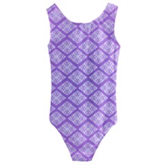 Pattern Texture Geometric Purple Kids  Cut-out Back One Piece Swimsuit