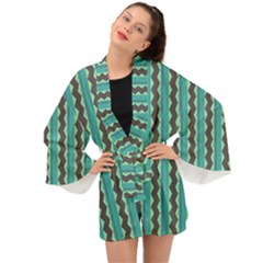 Background Chevron Blue Long Sleeve Kimono by HermanTelo