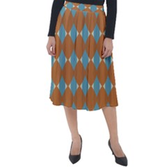 Pattern Brown Triangle Classic Velour Midi Skirt  by HermanTelo