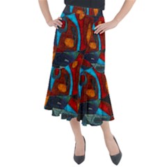 Abstract With Heart Midi Mermaid Skirt by bloomingvinedesign