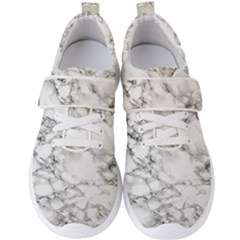 White Marble Texture Floor Background With Black Veins Texture Greek Marble Print Luxuous Real Marble Men s Velcro Strap Shoes by genx