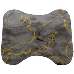 Marble Neon Retro Light Gray With Gold Yellow Veins Texture Floor Background Retro Neon 80s Style Neon Colors Print Luxuous Real Marble Head Support Cushion by genx