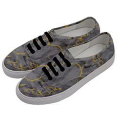 Marble Neon Retro Light Gray With Gold Yellow Veins Texture Floor Background Retro Neon 80s Style Neon Colors Print Luxuous Real Marble Men s Classic Low Top Sneakers by genx