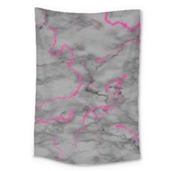 Marble Light Gray With Bright Magenta Pink Veins Texture Floor Background Retro Neon 80s Style Neon Colors Print Luxuous Real Marble Large Tapestry by genx