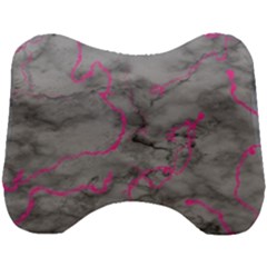 Marble Light Gray With Bright Magenta Pink Veins Texture Floor Background Retro Neon 80s Style Neon Colors Print Luxuous Real Marble Head Support Cushion by genx