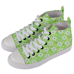 Zephyranthes Candida White Flowers Women s Mid-top Canvas Sneakers by HermanTelo
