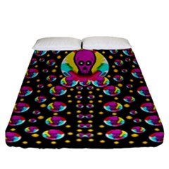 Skull With Many Friends Fitted Sheet (california King Size) by pepitasart