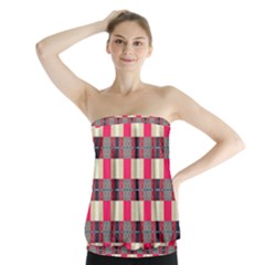Background Texture Plaid Red Strapless Top