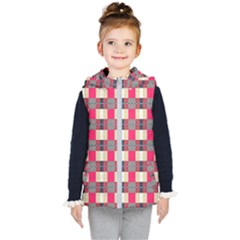 Background Texture Plaid Red Kids  Hooded Puffer Vest