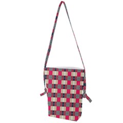 Background Texture Plaid Red Folding Shoulder Bag by HermanTelo