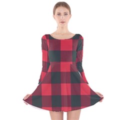 Canadian Lumberjack Red And Black Plaid Canada Long Sleeve Velvet Skater Dress by snek