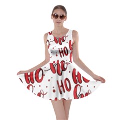 Christmas Watercolor Hohoho Red Handdrawn Holiday Organic And Naive Pattern Skater Dress by genx