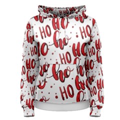 Christmas Watercolor Hohoho Red Handdrawn Holiday Organic And Naive Pattern Women s Pullover Hoodie by genx