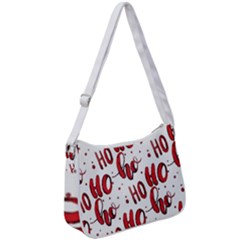 Christmas Watercolor Hohoho Red Handdrawn Holiday Organic And Naive Pattern Zip Up Shoulder Bag by genx