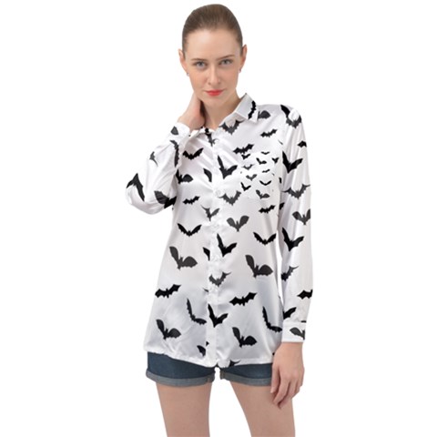 Bats Pattern Long Sleeve Satin Shirt by Sobalvarro